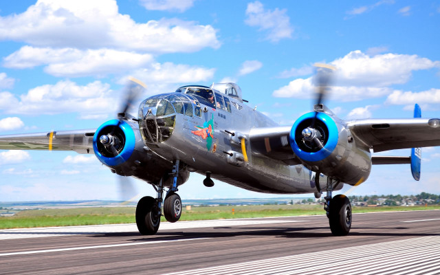 Propeller plane runway clouds precisionism free wallpaper for desktop - medium preview image