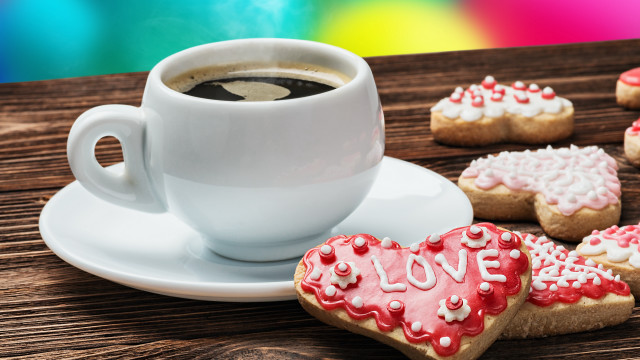 Coffee heart cookies rainbow naive free wallpaper for desktop - medium preview image