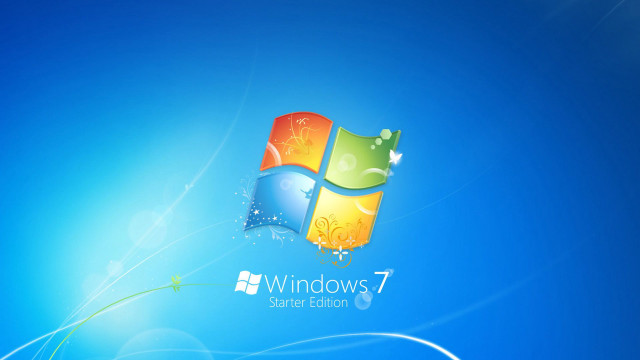 Blue background windows7 logo green #3 free wallpaper for desktop - medium preview image