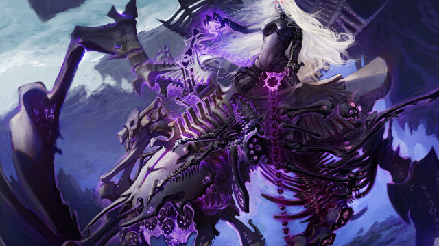 White hair skeleton costume purple free wallpaper for desktop - medium preview image