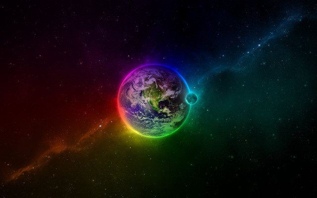 Earth space rainbow stars planet free wallpaper for desktop - medium preview image