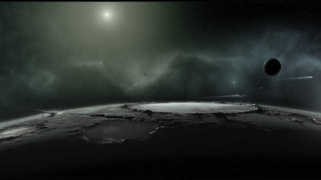 Space planet stars moon cityscape free wallpaper for desktop - medium preview image