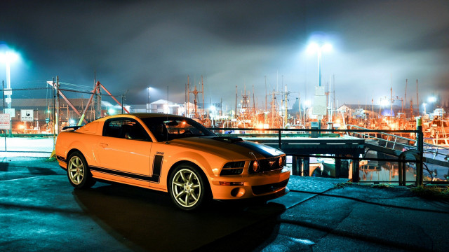 Yellow car parking lot night #2 free wallpaper for desktop - medium preview image