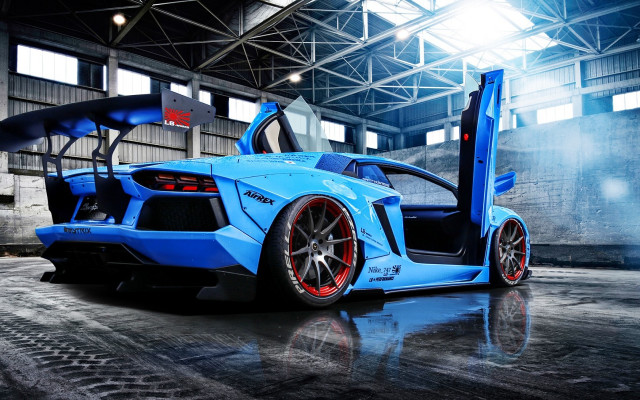 Blue sports car open doors #5 free wallpaper for desktop - medium preview image