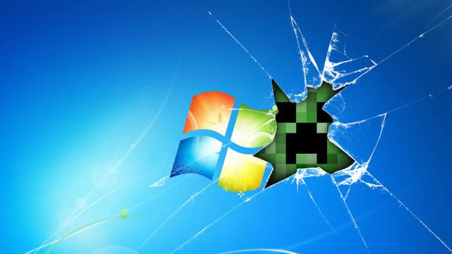 Broken window computer logo green free wallpaper for desktop - medium preview image