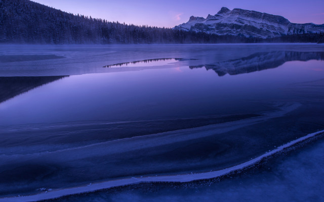 Mountain reflection dusk purple sky free wallpaper for desktop - medium preview image