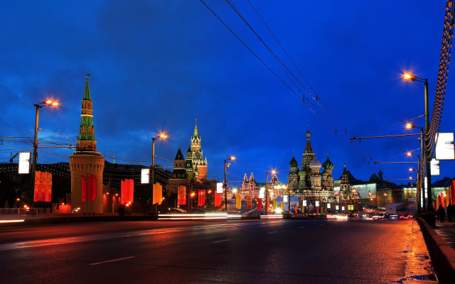 City street traffic night buildings free wallpaper for desktop - medium preview image