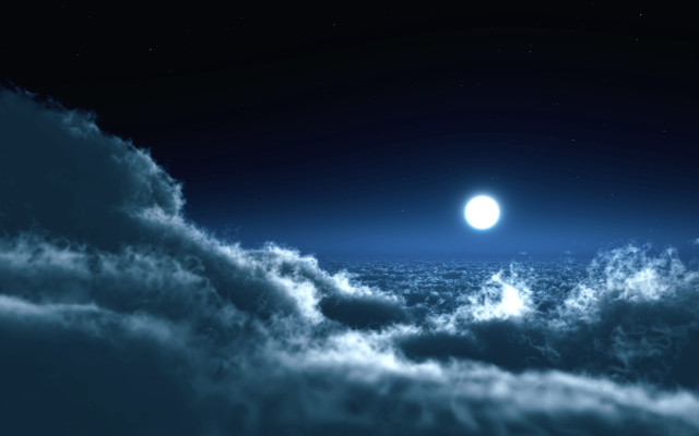 Full moon clouds night space free wallpaper for desktop - medium preview image