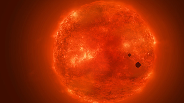 Bright orange sun black dots free wallpaper for desktop - medium preview image