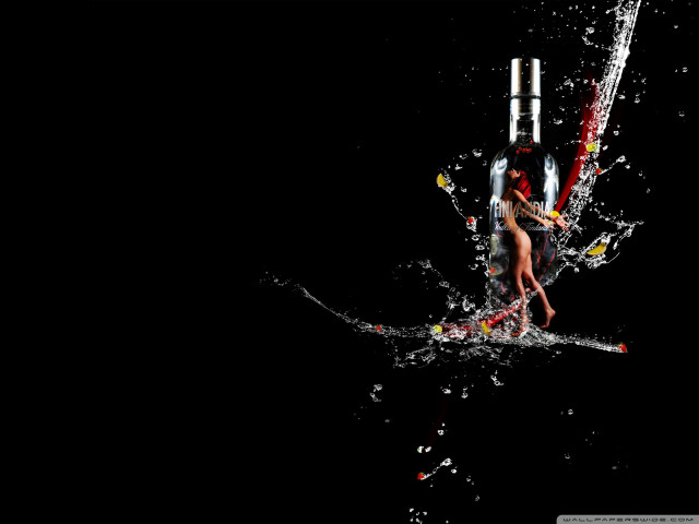 Woman splashing water wine bottle free wallpaper for desktop - medium preview image