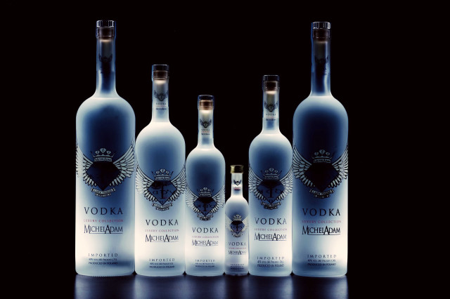 Vodka bottles table black background free wallpaper for desktop - medium preview image