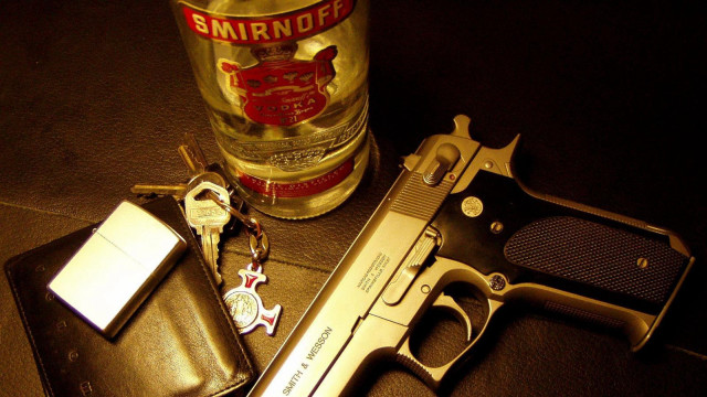 Gun lighter table alcohol stilllife free wallpaper for desktop - medium preview image