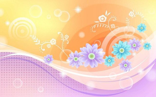 Colorful flower bubbles butterfly abstract free wallpaper for desktop - medium preview image