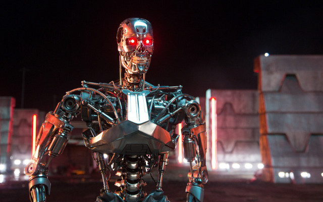 Robot red eyes hologram mecha free wallpaper for desktop - medium preview image