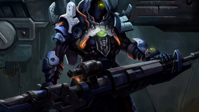 Glowing eyed armor gun sword free wallpaper for desktop - medium preview image