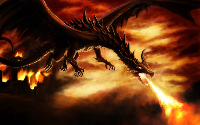 Dragon fire wings ember sunset free wallpaper for desktop - medium preview image