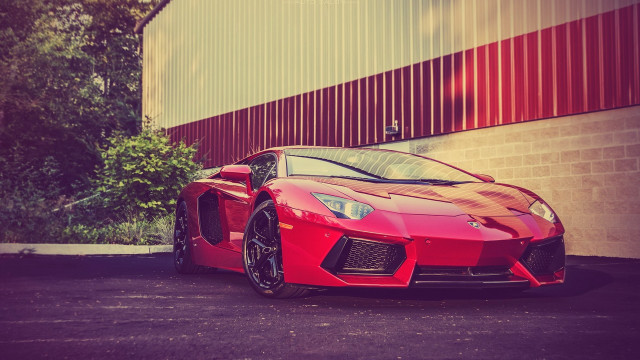 Red sports car city night #4 free wallpaper for desktop - medium preview image