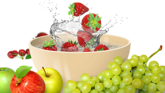 Fruit water splash berries closeup free wallpaper for desktop - medium preview image