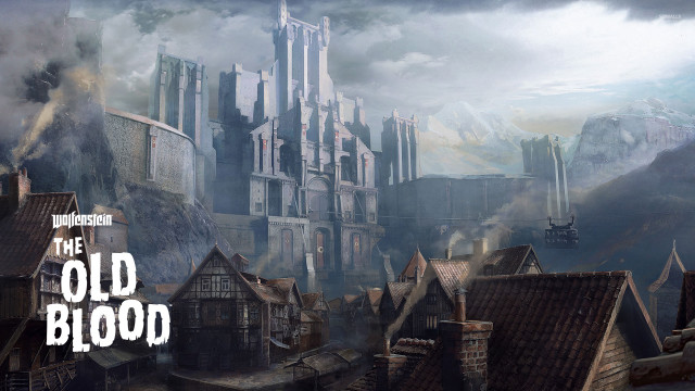 City buildings sky clouds painting free wallpaper for desktop - medium preview image