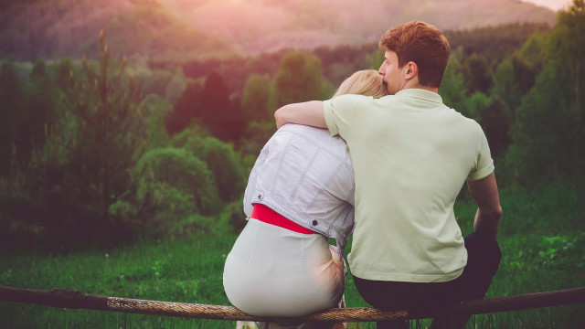 Romantic couple sunset forest hills free wallpaper for desktop - medium preview image