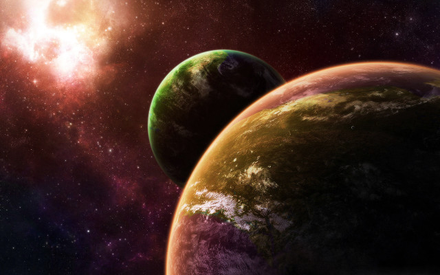 Outer space planets bright star free wallpaper for desktop - medium preview image