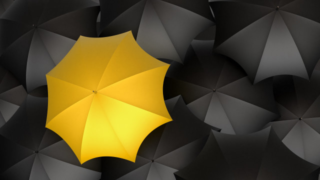 Yellow umbrella black umbrella pattern free wallpaper for desktop - medium preview image