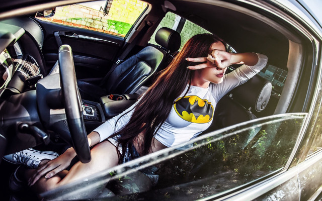 Woman batman shirt cosplay motorcycle free wallpaper for desktop - medium preview image