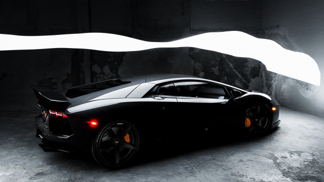 Black sports car dark room #41 free wallpaper for desktop - medium preview image