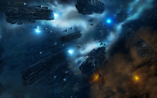 Space ships stars planet foreground free wallpaper for desktop - medium preview image