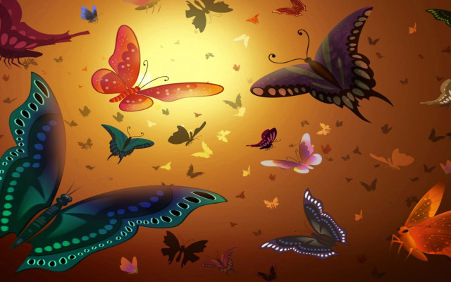 Butterflies sun glow magic realism free wallpaper for desktop - medium preview image