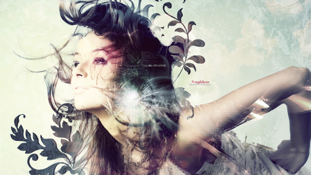 Woman hairflower digitalpainting psychedelic portrait free wallpaper for desktop - medium preview image