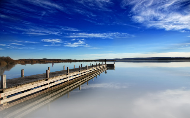 Lake dock clouds mountains sky free wallpaper for desktop - medium preview image