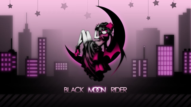 Black moon rider cityscape stars free wallpaper for desktop - medium preview image