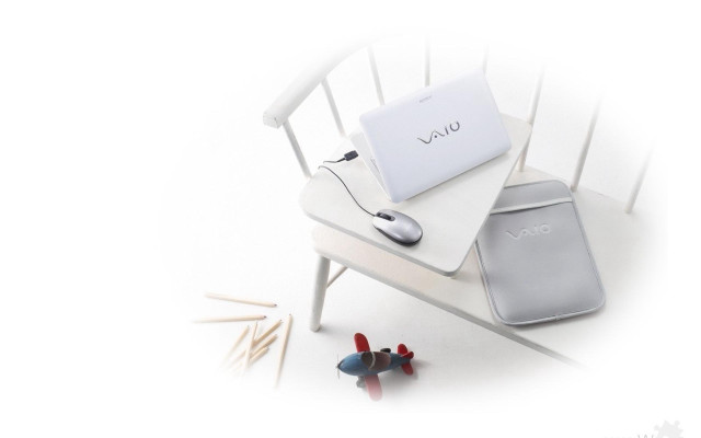 White chair laptop mouse headphones free wallpaper for desktop - medium preview image