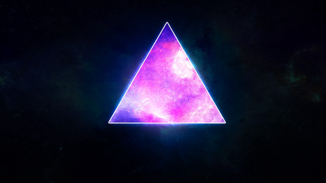 Holographic triangle planet galaxy starry free wallpaper for desktop - medium preview image