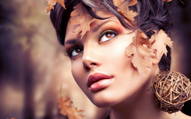 Gothic leafed woman birdnest fashion free wallpaper for desktop - medium preview image