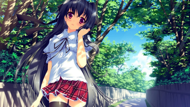 Girl forest path anime gothic free wallpaper for desktop - medium preview image