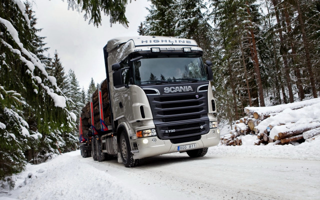 Snowy road truck forest winter #2 free wallpaper for desktop - medium preview image