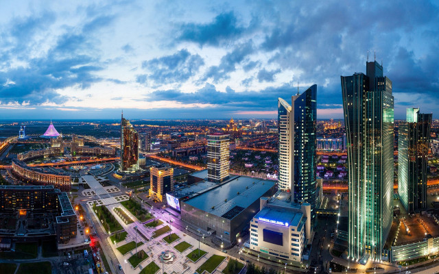 City night lights buildings cloudy #2 free wallpaper for desktop - medium preview image