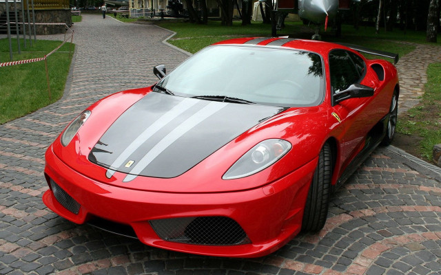 Red sports car brick road #9 free wallpaper for desktop - medium preview image