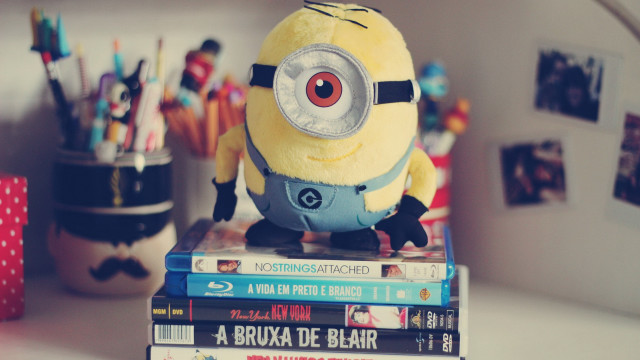 Stuffed toy stack books pens free wallpaper for desktop - medium preview image