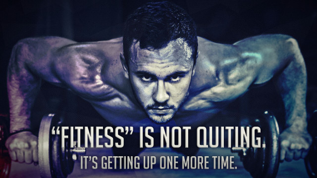 Man pushup barbell fitness quote free wallpaper for desktop - medium preview image