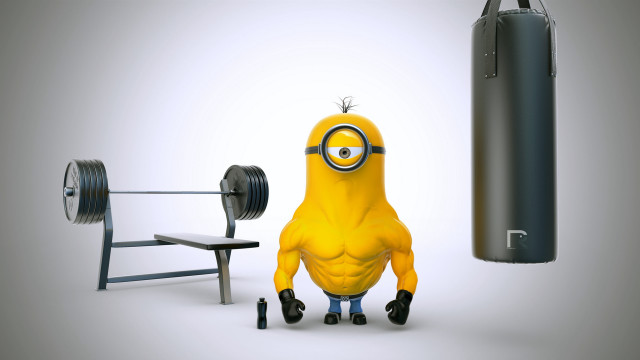 Cartoon character sitting bench barbell free wallpaper for desktop - medium preview image