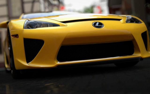 Yellow sports car street building #2 free wallpaper for desktop - medium preview image