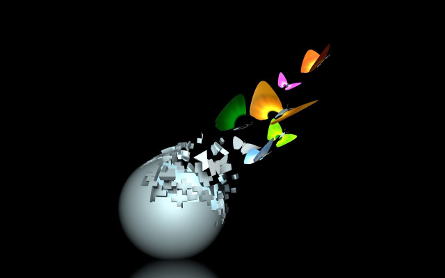 White ball colorful design raytraced free wallpaper for desktop - medium preview image