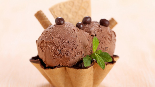 Ice cream scoops chocolate leaf free wallpaper for desktop - medium preview image
