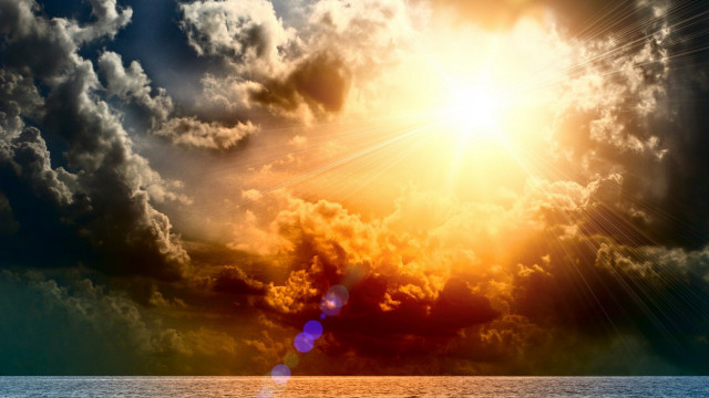 Bright sun clouds ocean boat #2 free wallpaper for desktop - medium preview image