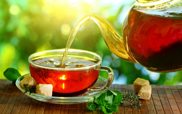 Tea pour sugar cubes photorealism free wallpaper for desktop - medium preview image