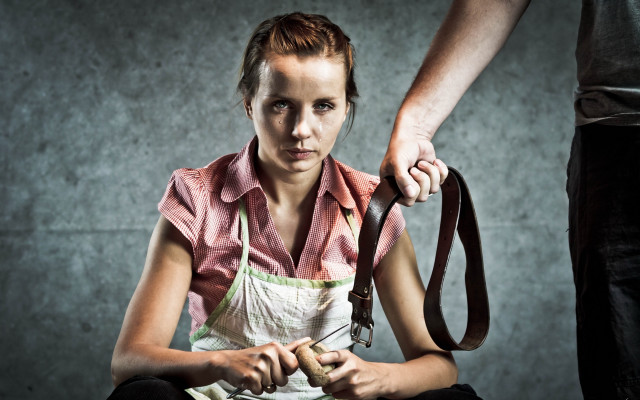 Feminist art woman holding knife free wallpaper for desktop - medium preview image