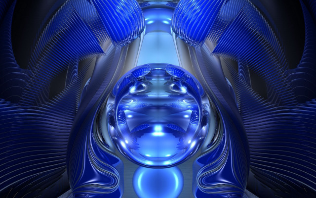 Blue abstract circular center generative free wallpaper for desktop - medium preview image